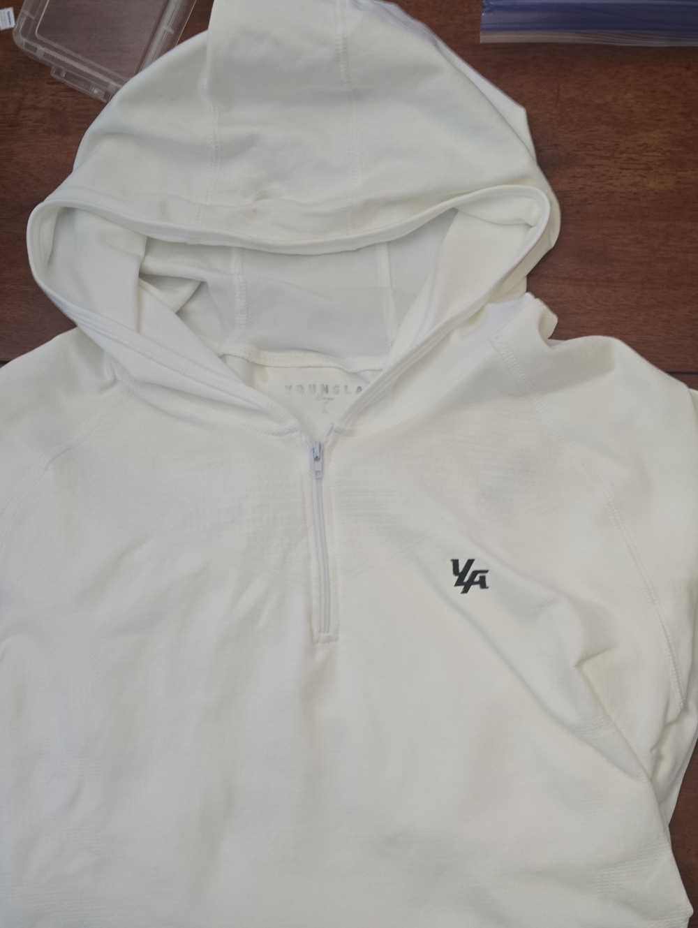 YoungLA White Quarter-Zip Hooded Pullover
